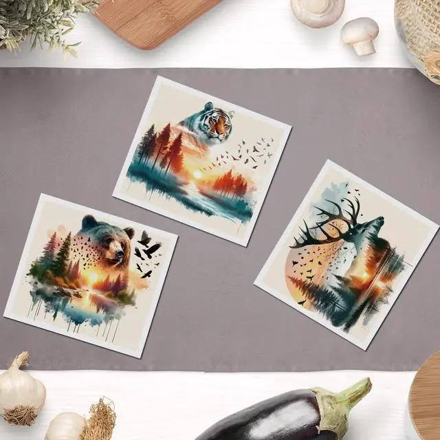 Alt view image 5 of 6 - Swedish Dishcloths for Kitchen, 6 Pcs Animal Bear Tiger Fox Pattern Swedish Dish Cloths, Reusable Absorbent Dish Towels for Kitchen Cooking Farmhouse Home Decoration Housewarming Gifts