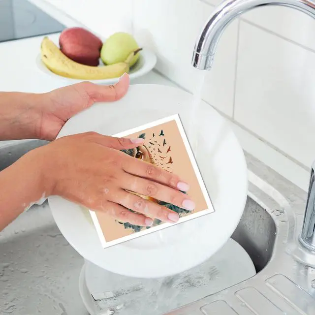 Alt view image 6 of 6 - Swedish Dishcloths for Kitchen, 6 Pcs Animal Bear Tiger Fox Pattern Swedish Dish Cloths, Reusable Absorbent Dish Towels for Kitchen Cooking Farmhouse Home Decoration Housewarming Gifts