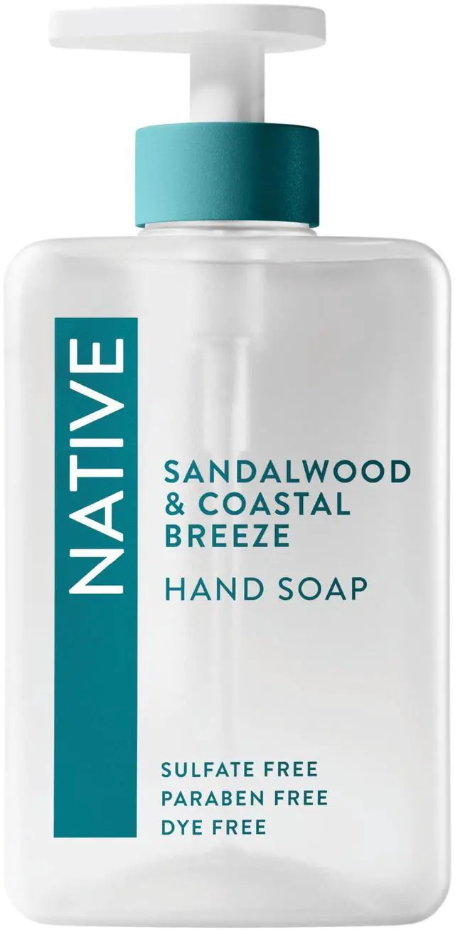Main image of Native Liquid Hand Soap, Sandalwood & Coastal Breeze Scent, Non-Drying Formula for Soft, Smooth Hands, Made with Plant-Based Cleansers, Sulfate & Paraben Free, 13 oz Bottle