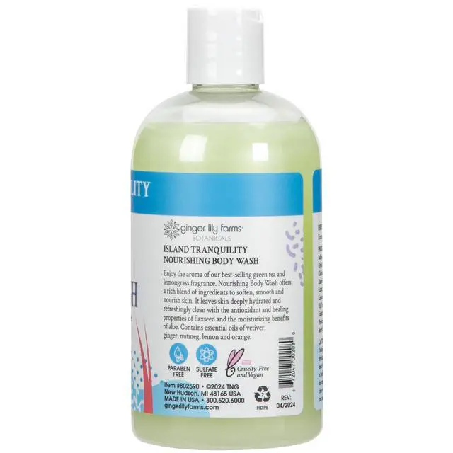 Alt view image 2 of 6 - Botanicals Nourishing Body Wash, Island Tranquility, 100% Vegan & Cruelty-Free, Green Tea & Lemongrass Scent, 12 Fl Oz