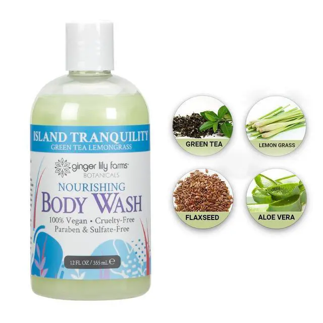 Alt view image 5 of 6 - Botanicals Nourishing Body Wash, Island Tranquility, 100% Vegan & Cruelty-Free, Green Tea & Lemongrass Scent, 12 Fl Oz