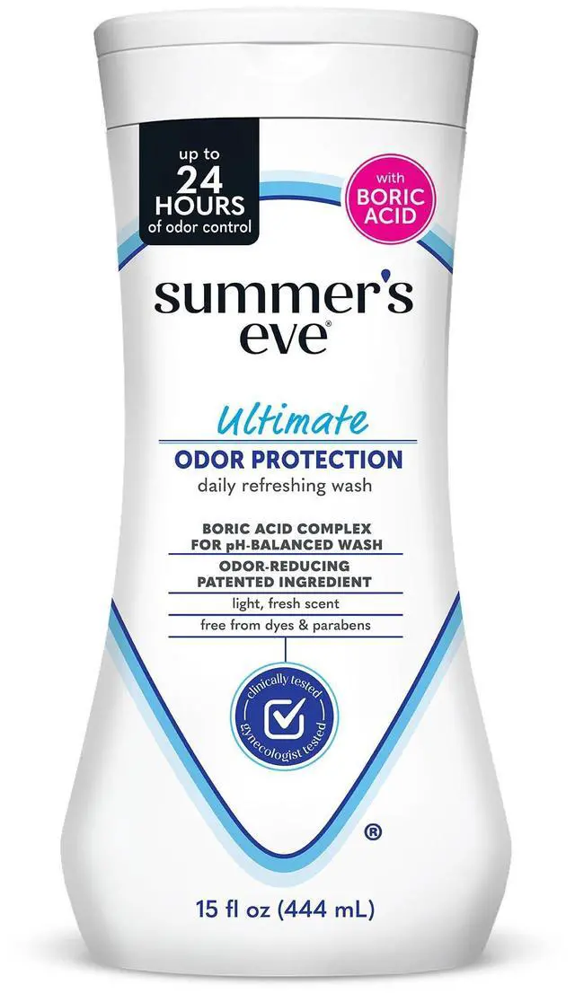 Main image of Ultimate Odor Protection Daily Feminine Wash, pH-Balanced Formula Body Wash for Women with Boric Acid Helps Control Vaginal Odor, 15 Fl Oz