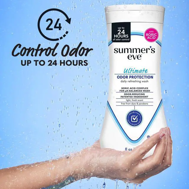 Alt view image 2 of 7 - Ultimate Odor Protection Daily Feminine Wash, pH-Balanced Formula Body Wash for Women with Boric Acid Helps Control Vaginal Odor, 15 Fl Oz