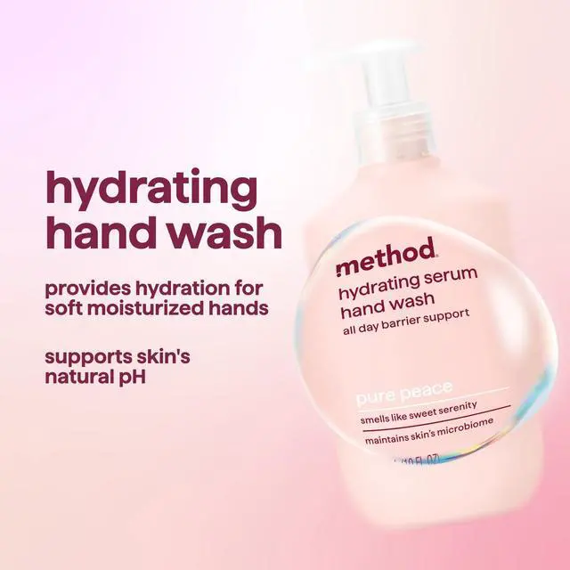 Alt view image 2 of 7 - Hydrating Serum Hand Wash, Pure Peace- Moisturizes Hands, Derm Tested on Sensitive Skin, Notes of Peonies, Rose Water & Pink Sea Salt, 10 fl oz