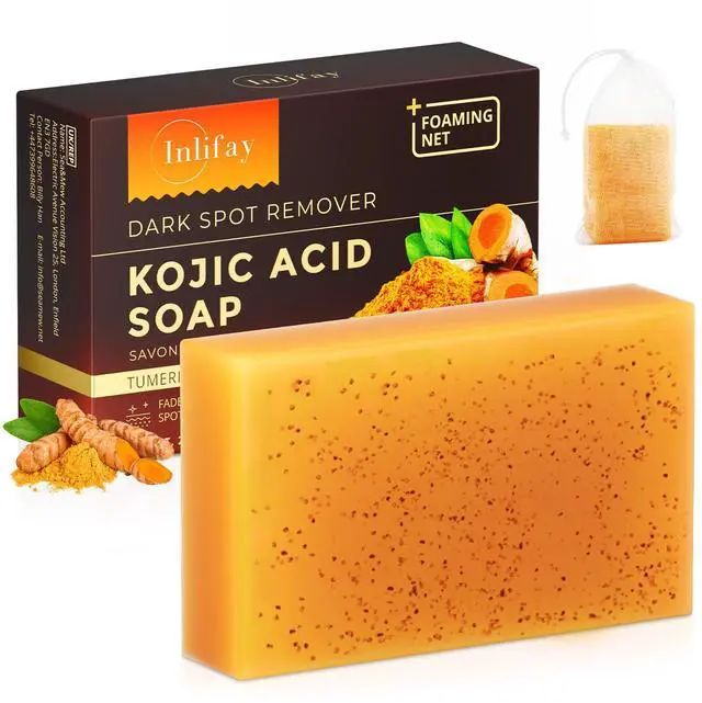 Main image of Turmeric Kojic Acid Soap: Dark Spot Soap for Face Body - Home Travel Use Skin Cleansing for Women (80g)