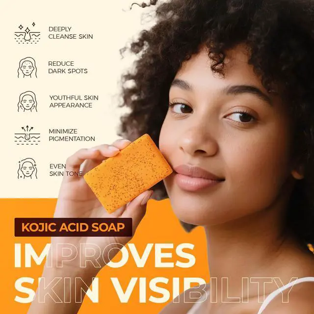 Alt view image 3 of 7 - Turmeric Kojic Acid Soap: Dark Spot Soap for Face Body - Home Travel Use Skin Cleansing for Women (80g)