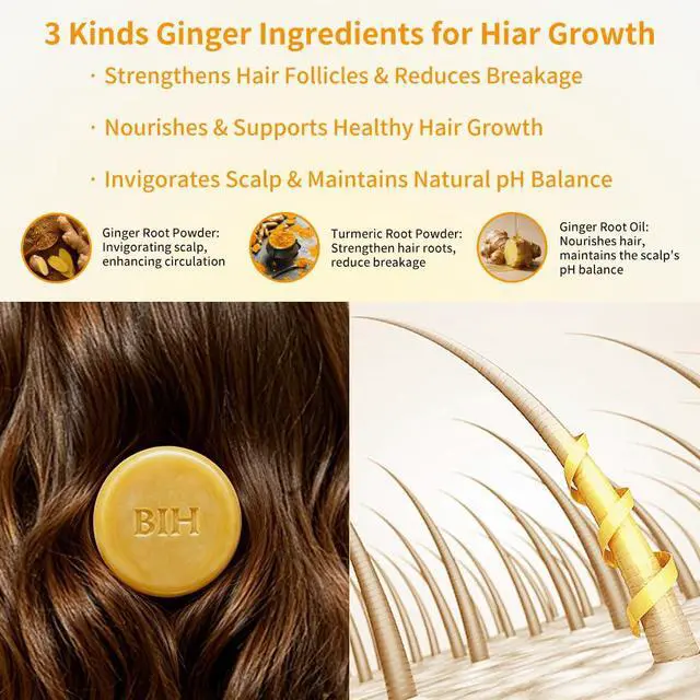 Alt view image 2 of 7 - 2 Pack Turmeric Hair Shampoo Bars, Ginger Soap for Growth Natural Turmeric Solid Bars for Hair Deep Cleansing