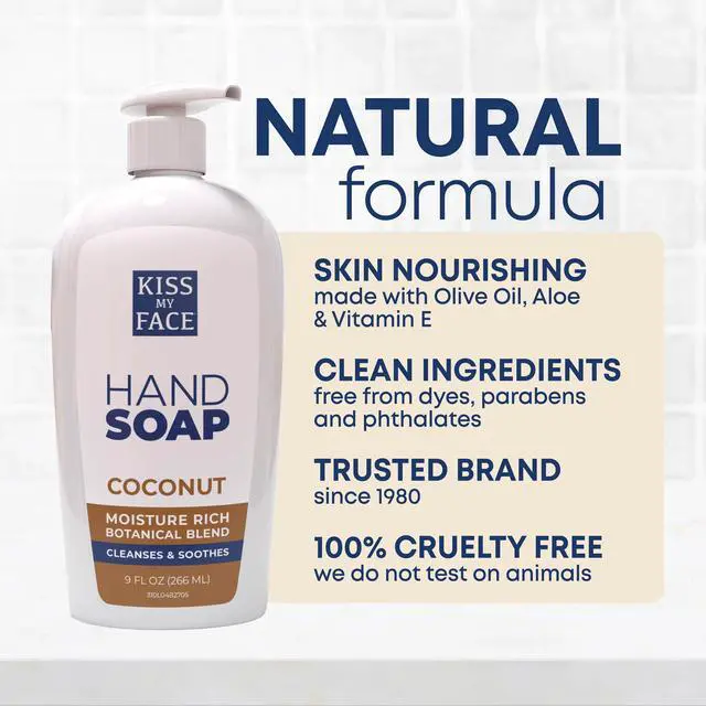 Alt view image 2 of 6 - Coconut Hand Soap - Tropical Moisture Cleanse - With Added Yarrow and Coconut Water - Easy to use Hand Soap Pump - Coconut Scented - Cruelty Free Vegan Soap - 9 fl oz Bottle