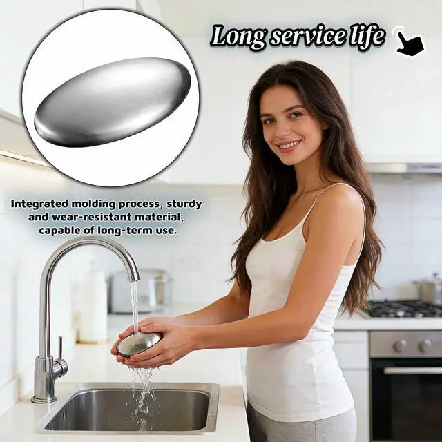 Alt view image 5 of 7 - Stainless Steel Soap Bar for Hands - Odor Eliminator for Onion, Fish & Kitchen Smells | Food-Grade 304 Steel | Lasts 10 Years, Chemical-Free, Travel-Size | Removes Stubborn Odors from Skin & Fridge