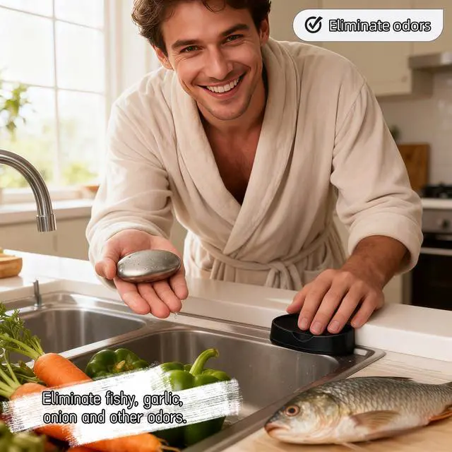 Alt view image 5 of 7 - Stainless Steel Soap Bar for Hands - Odor Eliminator for Garlic, Onion, Fish Smells | Kitchen & Travel Metal Soap |10-Year Durability, Chemical-Free Hand Deodorizer for Cooks & Fishermen