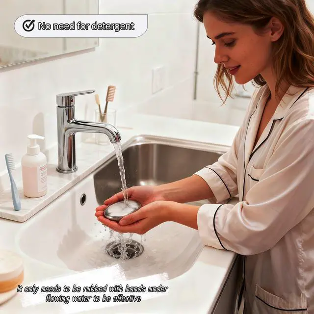 Alt view image 4 of 7 - Stainless Steel Soap Bar for Hands - Odor Eliminator for Garlic, Onion, Fish Smells | Kitchen & Travel Metal Soap |10-Year Durability, Chemical-Free Hand Deodorizer for Cooks & Fishermen