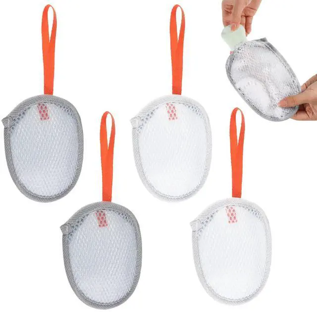 Main image of 4Pcs Soap Bag Double Layer Bar Soap Saver Pouch Sandwich Soaps Bag