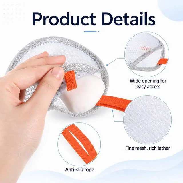 Alt view image 6 of 7 - 4Pcs Soap Bag Double Layer Bar Soap Saver Pouch Sandwich Soaps Bag