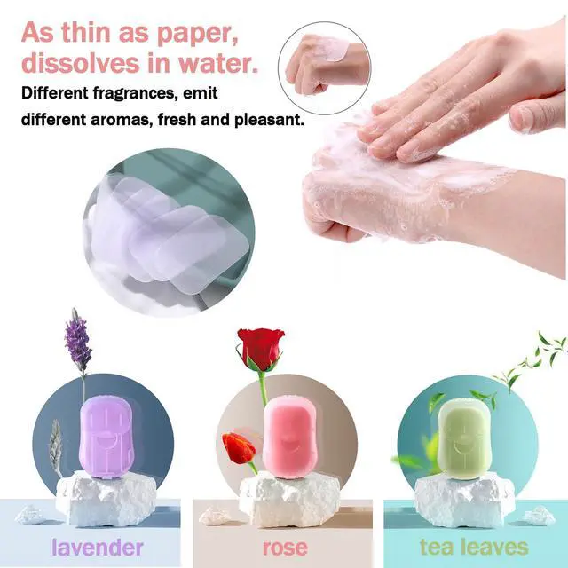 Alt view image 4 of 7 - 3 Boxes (150 Sheets) Hand Washing Soap Sheets for Outdoor Travel,Portable Hiking Washing Hand Paper Soap for Travel, Party, School, Camping