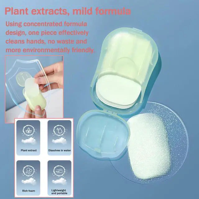 Alt view image 6 of 7 - 3 Boxes (150 Sheets) Hand Washing Soap Sheets for Outdoor Travel,Portable Hiking Washing Hand Paper Soap for Travel, Party, School, Camping