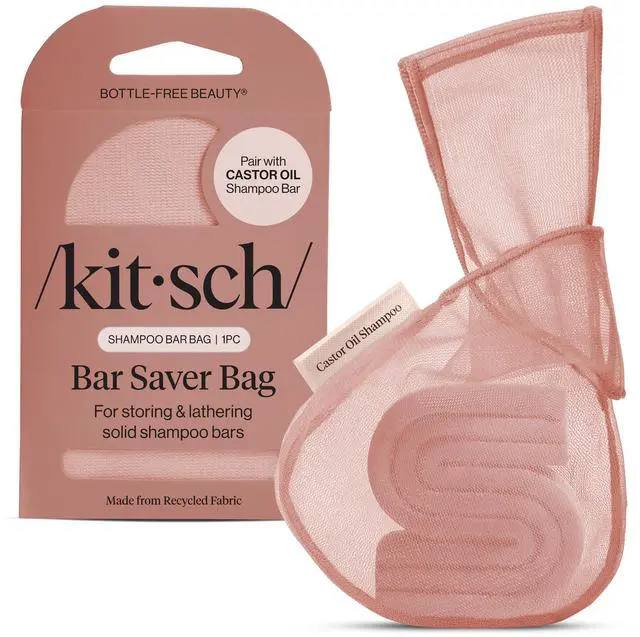 Main image of Bar Soap Saver Pouch Extends Use & Prevents Soggy Mess - Recycled Beauty Bar Bag and Eco-Friendly Pouch for Bars with Tag Identifier - Patented Mesh Soap Bag for Castor Oil Shampoo Bar
