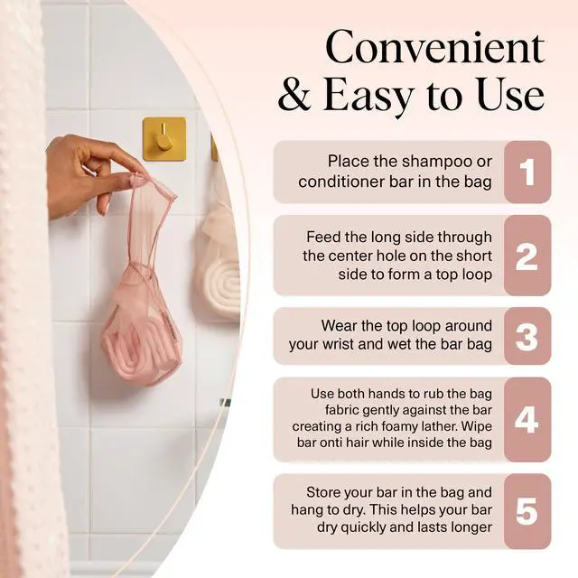 Alt view image 5 of 7 - Bar Soap Saver Pouch Extends Use & Prevents Soggy Mess - Recycled Beauty Bar Bag and Eco-Friendly Pouch for Bars with Tag Identifier - Patented Mesh Soap Bag for Castor Oil Shampoo Bar