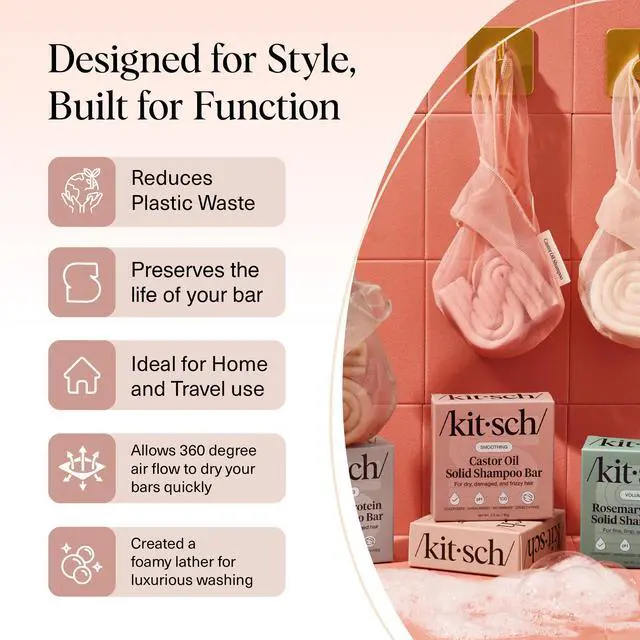 Alt view image 4 of 7 - Bar Soap Saver Pouch Extends Use & Prevents Soggy Mess - Recycled Beauty Bar Bag and Eco-Friendly Pouch for Bars with Tag Identifier - Patented Mesh Soap Bag for Castor Oil Shampoo Bar