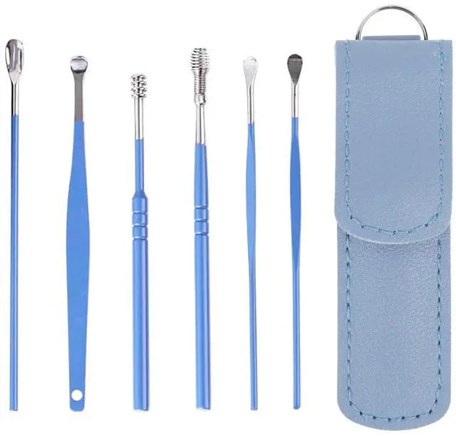 Main image of 6 Pcs Ear Wax Removal Kit- Ear Cleaner Tool Stainless Steel- Portable Spiral Cleaning Tools with Storage Box for Adults(6 Pcs)