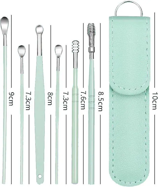 Alt view image 4 of 6 - 6 Pcs Ear Wax Removal Kit,Ear Cleaner Tools: Mini Portable Ear Scope with Stainless Steel 360° Spiral Ear Massage Cleaning Tool for Adults Kids - Ear Wax Remover with Storage Box
