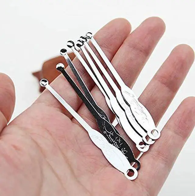 Alt view image 3 of 3 - 10pcs Sliver Metal Ear Spoon Earwax Curette Remover Earpick Tool Hanging Clean Tool for Ear Key Hanging Key Pendant for Adult Children