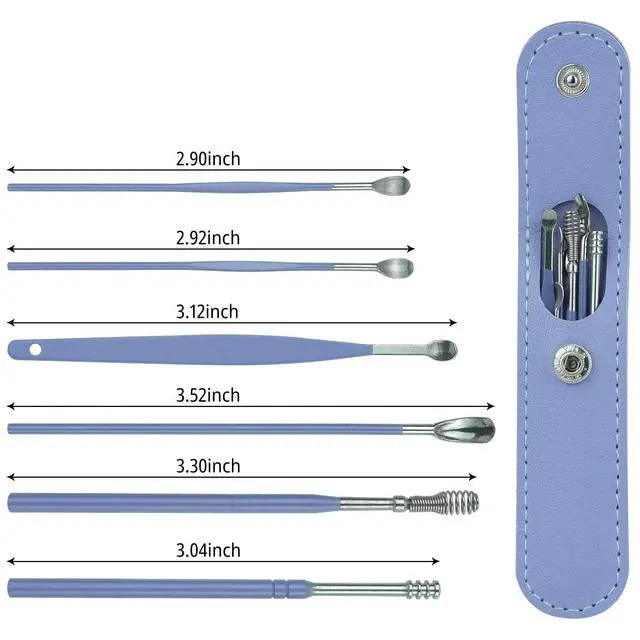 Alt view image 2 of 7 - 1 Pack 6 Pcs Ear Wax Removal Kit, Ear Cleaning Kit, Ear Pick Earwax Removal Tool, Ear Cleaner (Blue) (1)