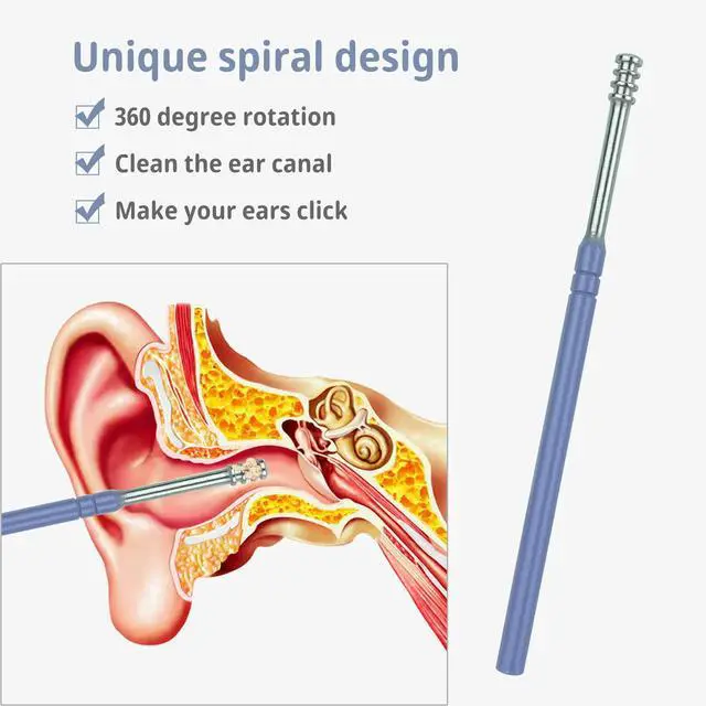 Alt view image 3 of 7 - 1 Pack 6 Pcs Ear Wax Removal Kit, Ear Cleaning Kit, Ear Pick Earwax Removal Tool, Ear Cleaner (Blue) (1)