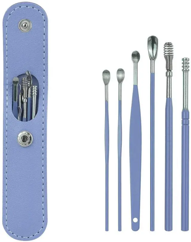 Main image of 1 Pack 6 Pcs Ear Wax Removal Kit, Ear Cleaning Kit, Ear Pick Earwax Removal Tool, Ear Cleaner (Blue) (1)