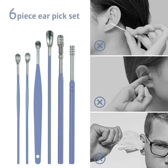 Alt view image 6 of 7 - 1 Pack 6 Pcs Ear Wax Removal Kit, Ear Cleaning Kit, Ear Pick Earwax Removal Tool, Ear Cleaner (Blue) (1)