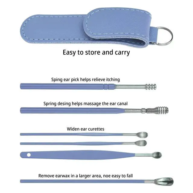 Alt view image 5 of 7 - 1 Pack 6 Pcs Ear Wax Removal Kit, Ear Cleaning Kit, Ear Pick Earwax Removal Tool, Ear Cleaner (Blue) (1)
