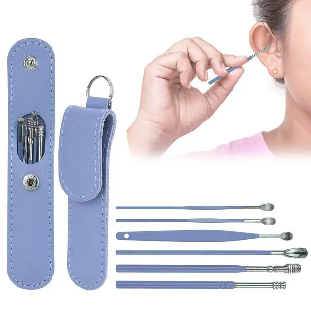Alt view image 7 of 7 - 1 Pack 6 Pcs Ear Wax Removal Kit, Ear Cleaning Kit, Ear Pick Earwax Removal Tool, Ear Cleaner (Blue) (1)