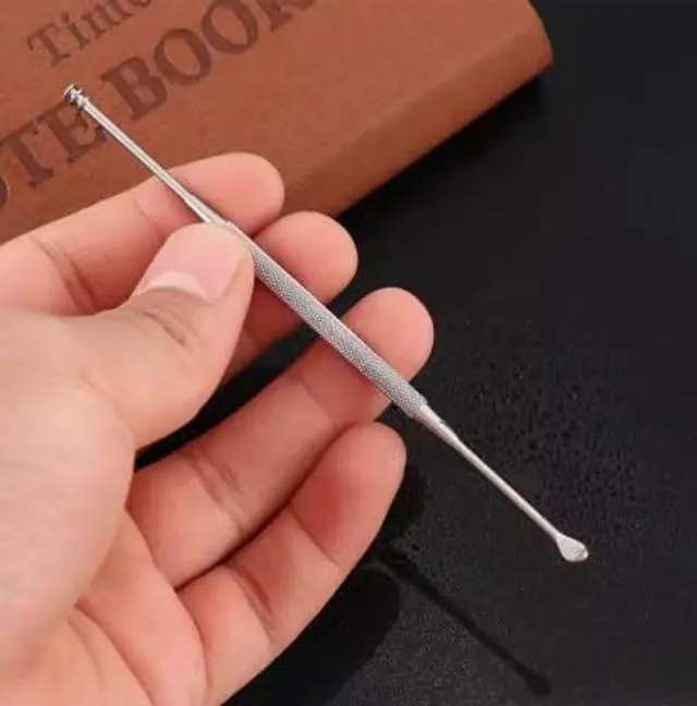 Alt view image 6 of 7 - 2 Pack - Stainless Steel Ear Spoon Portable Double-Ended Ear Pick Ear Wax Removal Tools Cleaning Ear Cleaner Spoon Spiral Ear Clean Tool