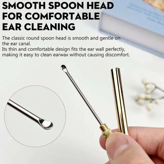 Alt view image 4 of 7 - Folding Brass Ear Wax Removal Tool - Portable Ear Pick Cleaner with Key Ring