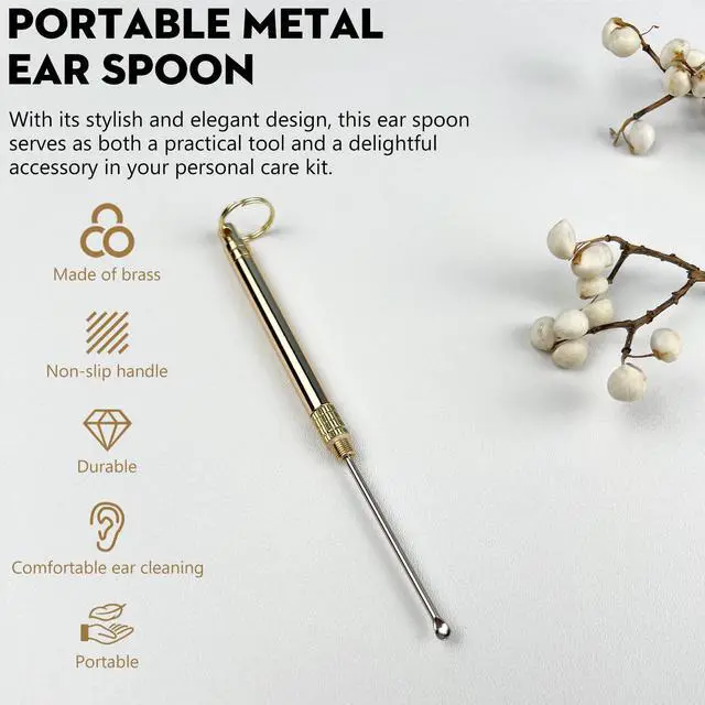 Alt view image 3 of 7 - Folding Brass Ear Wax Removal Tool - Portable Ear Pick Cleaner with Key Ring