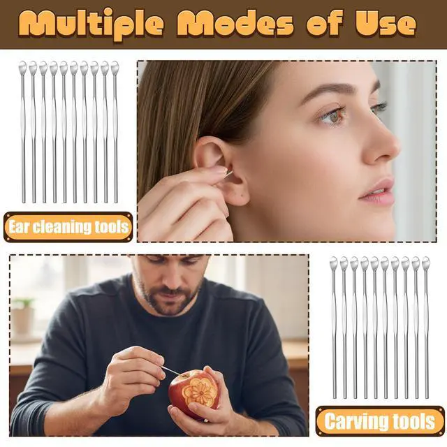 Alt view image 5 of 7 - 50Pcs Stainless Steel Wax Carving Tool, Ear Spoon Metal Ear Cleaner Portable Ear Pick Earwax Curette Ear Cleaner Tool Clay Sculpting Tools for Wax Modeling Sculpting and Shaping Engrave