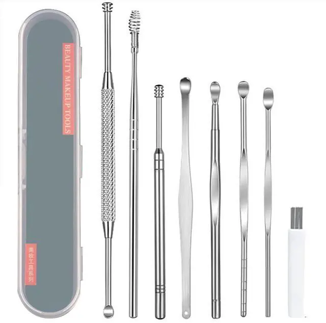 Main image of 8 Pcs Ear Pick Earwax Removal Kit, Ear Cleaning Tool Set, Ear Curette Ear Wax Remover Tool with Storage Box and Cleaning Brush