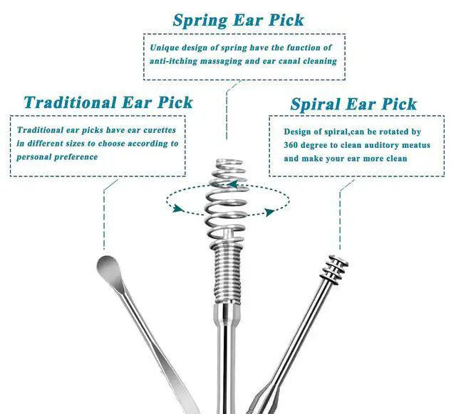 Alt view image 2 of 5 - 8 Pcs Ear Pick Earwax Removal Kit, Ear Cleaning Tool Set, Ear Curette Ear Wax Remover Tool with Storage Box and Cleaning Brush