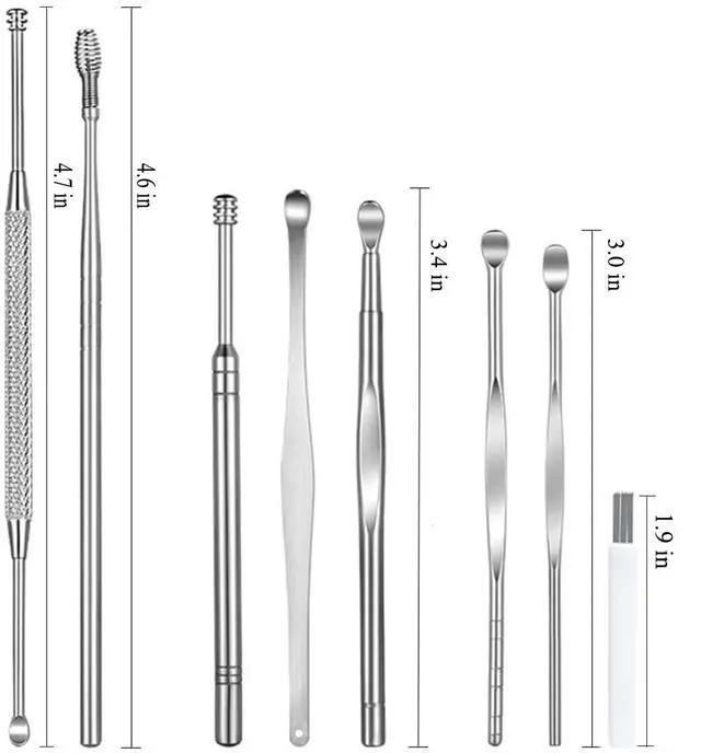 Alt view image 4 of 5 - 8 Pcs Ear Pick Earwax Removal Kit, Ear Cleaning Tool Set, Ear Curette Ear Wax Remover Tool with Storage Box and Cleaning Brush