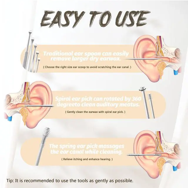 Alt view image 4 of 6 - 8 PCS Ear Cleansing Tool Set Stainless Steel Earwax Removal Tools Ear Wax Removal kit with a Cleaning Brush and Storage Box (Silver)