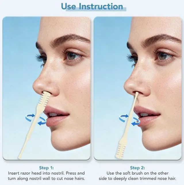 Alt view image 4 of 7 - 10pcs Manual Nose Hair Trimmer, Nostril Hair Remover, Portable Travel Home Daily Use Essentials with Ear Pick for Men & Women