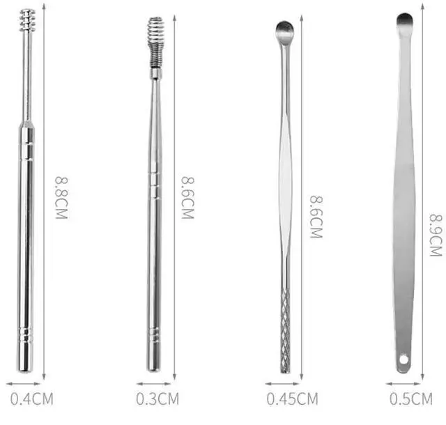 Alt view image 2 of 3 - Ear Wax Removal Tool Kit, 6 Piece Stainless Steel Earwax Remover Set with Spoon and Curette, Ear Cleaning Tools with Yellow Carrying Case