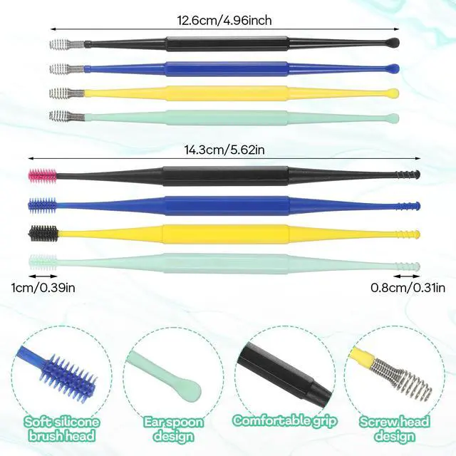 Alt view image 2 of 7 - 8 Pcs Spiral Ear Wax Removal Tool, Silicone Ear Cleaning Kit Reusable Silicone Ear Cleaner Safe Ear Scratcher Soft Ear Wax Cleaner Tool Earwax Removal Tools for Olders Adult Kids