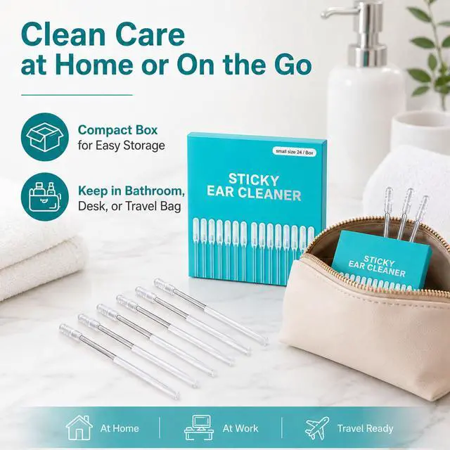 Alt view image 3 of 7 - 24 pcs Sticky Ear Cleaning Sticks for Dry Earwax,Reusable Stickiness Ear Swab for Adults