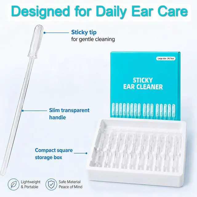 Alt view image 5 of 7 - 24 pcs Sticky Ear Cleaning Sticks for Dry Earwax,Reusable Stickiness Ear Swab for Adults