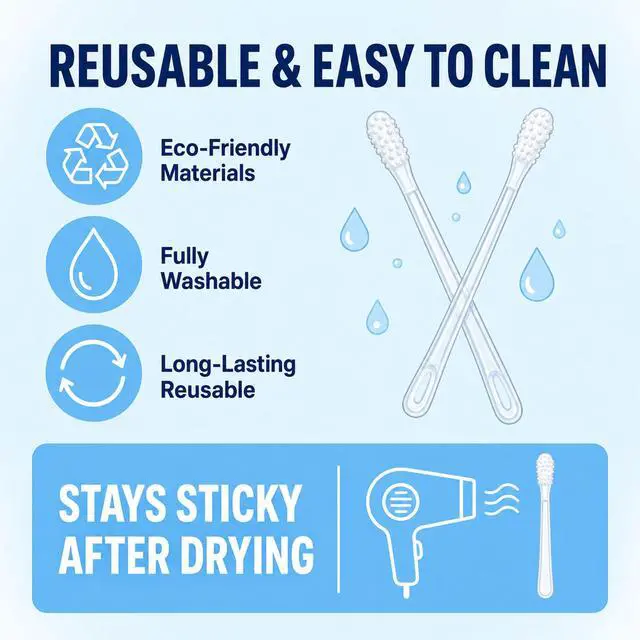 Alt view image 6 of 7 - 24 pcs Sticky Ear Cleaning Sticks for Dry Earwax,Reusable Stickiness Ear Swab for Adults