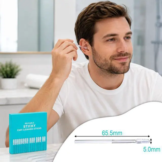 Alt view image 7 of 7 - 24 pcs Sticky Ear Cleaning Sticks for Dry Earwax,Reusable Stickiness Ear Swab for Adults