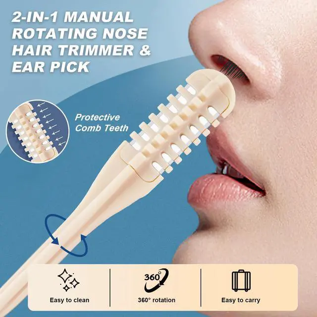 Alt view image 6 of 7 - 10PCS Nasal Hair Cutter,2025 Upgraded Manual 360° Rotating Nostril Hair Removal Tool,2 in 1 Noses Hairs Knife with Earpick,Portable Manual Nose Hair Trimmer for Women Men Travel Essentials