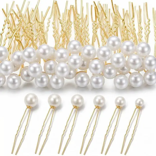 Main image of 36 Pcs Wedding Pearl Hair Pins, Wedding Bridal U Shape Hair Clips For Brides Bridesmaid Women, French Style Pearl Hairs Pins