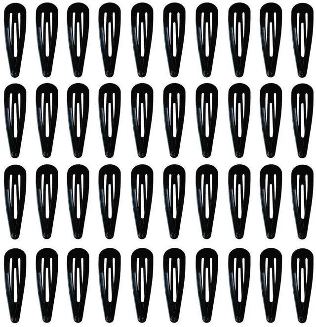 Main image of 40 Pack Black 2 Inch Barrettes Women Metal Snap Hair Clips Accessories