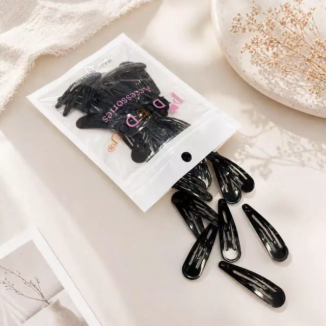 Alt view image 2 of 6 - 40 Pack Black 2 Inch Barrettes Women Metal Snap Hair Clips Accessories